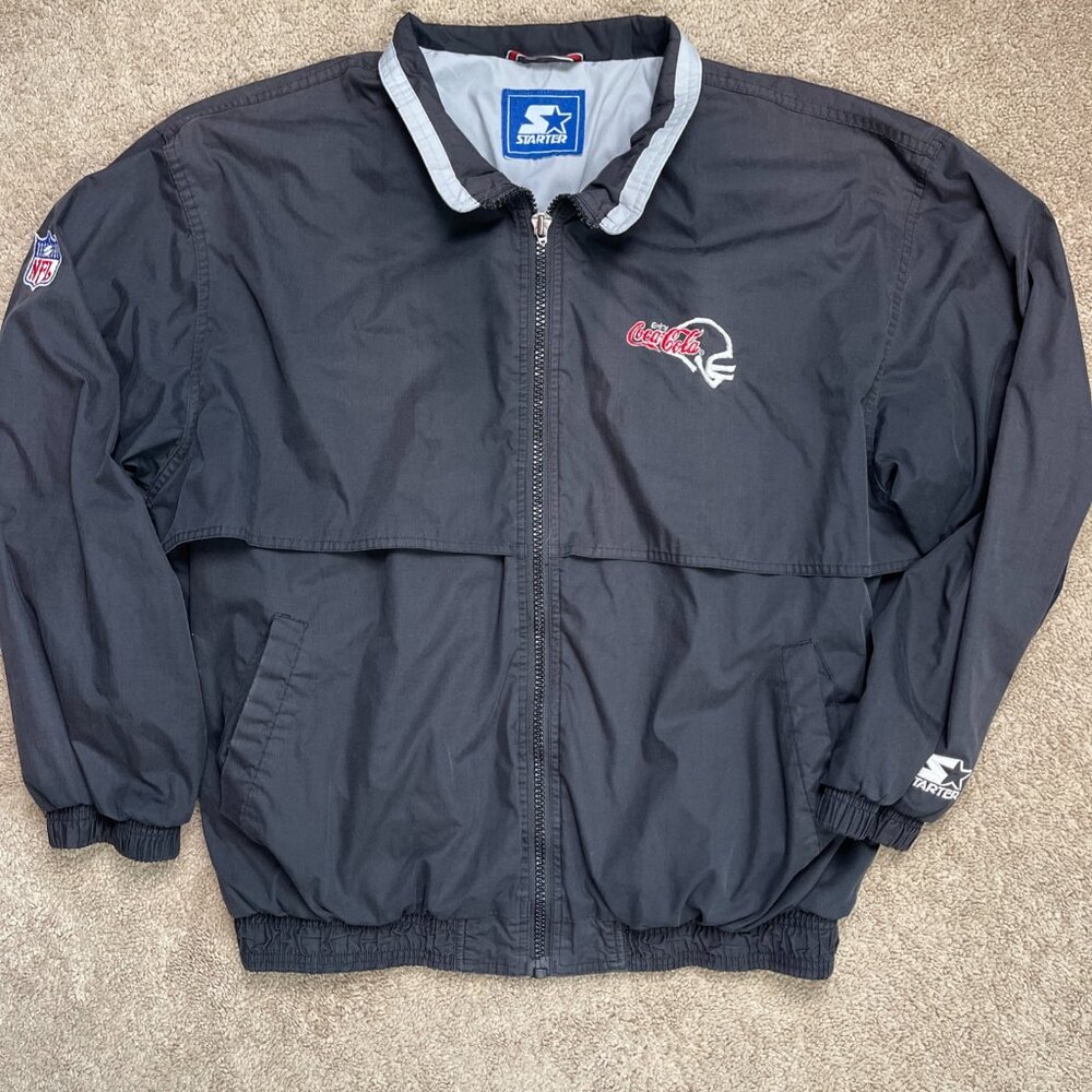 NFL Starter Jacket Mens XL Black Coca-Cola Vintage Varsity Football Logo Vtg